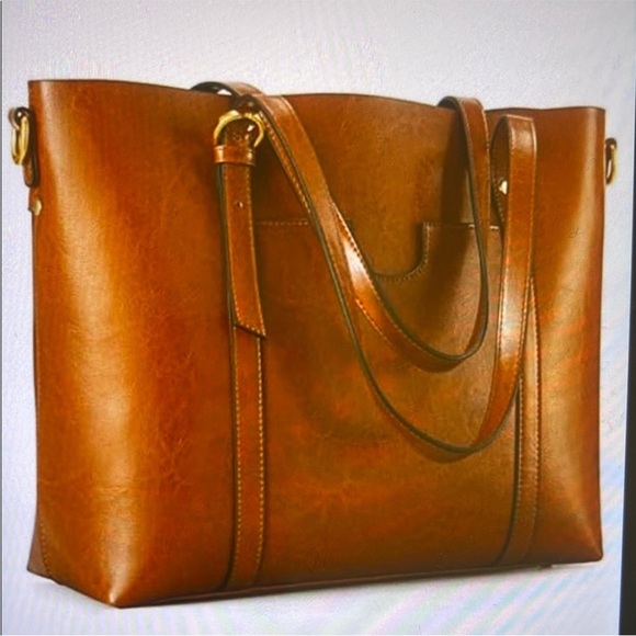 KATTEE Elegant Brown Leather Tote Bag - Picture 1 of 15
